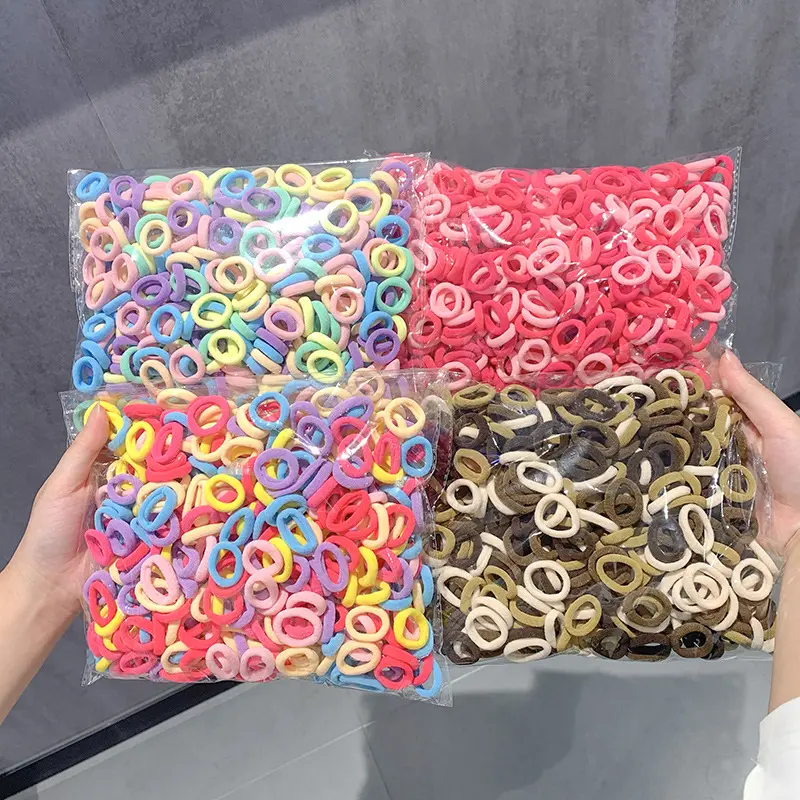 Set 500 chun cột tóc trơn cho bé nhiều màu dễ thương - 1