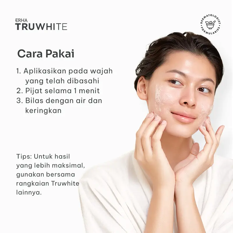 ERHA Truwhite Niacinamide & Pineapple Enzyme Brightening Facial Wash - Sabun Pencerah Wajah 5