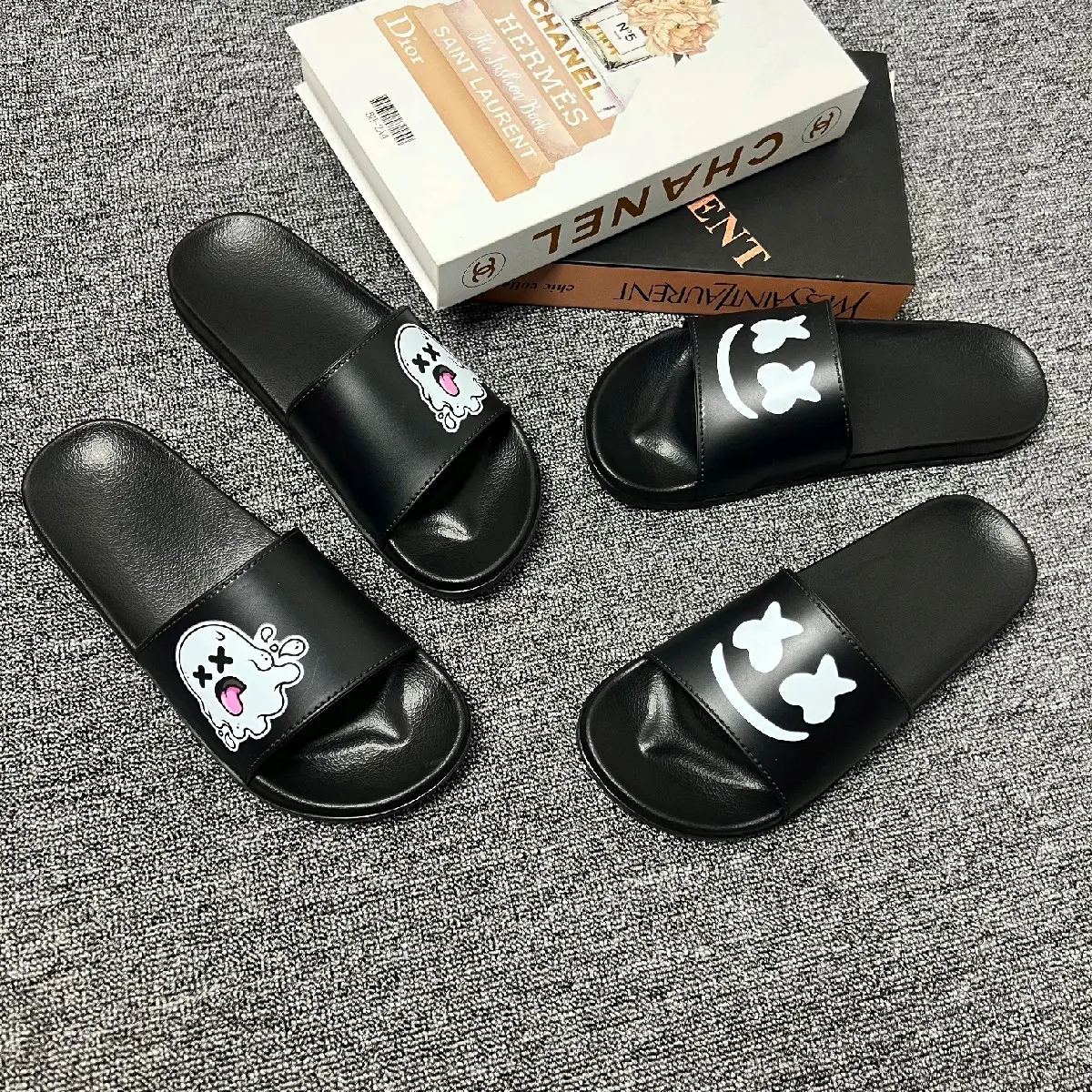 Sendal selop cowok | cewek sendal slip on gambar ghost,smile tanpa mengunakan lem anti slip Sandal Karet Shoes Wanita
