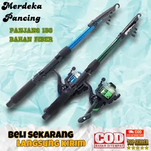 satu set joran pancing murah antena audrey 150cm siap pakai drag 5 kg medium