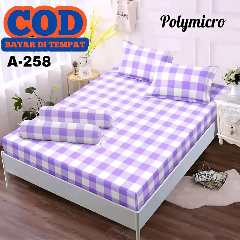 Sprei Emily Kotak-Kotak Aesthetic Korea Ukuran 160x200cm dan 180x200cm Bahan Katun Dispresse Berkualitas Isi Sprei 2 Sarung Bantal 1 Sarung Guling 4