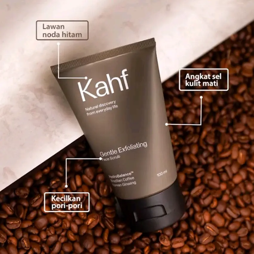 Kahf Coklat Gentle Exfloating Face Scrub Original 100 ML. Lawan noda hitam. Kulit kusam. Angkat sel kulit mati. Facial Wajah Perawatan Muka Berjerawat Berminyak