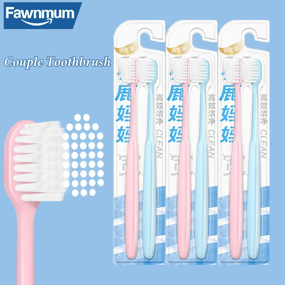 Fawnmum 2PCS/Set Soft Bristle Toothbrush For Adult Antibacterial Deep Cleaning Tooth Brush Ergonomics Teethbrush Oral Care Tool toothbrush