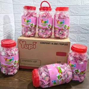 PERMEN YUPI KISS JAR 300GR / YUPI TOPLES 300GR / YUPI BAG 120GR/STRAWBERRY/MANGGO/FRUITYPUF BAG Candy