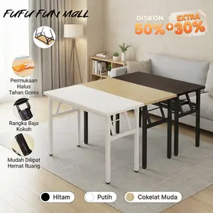 FUFUl Meja Lipat Multifungsi Meja Kerja Meja Belajar Meja Laptop Meja Kantor Minimalis Meja Ruang Tamu Hemat Ruang Meja Lipat Portable Rangka Baja Kokoh Permukaan Halus Tahan Gores Meja Lipat Praktis