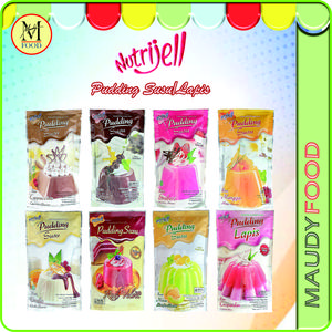 Nutrijell Pudding Susu Lapis Bahan Pudding Rasa Cappuccino Coklat Strawberry Mango Vanila Strawberry Baking