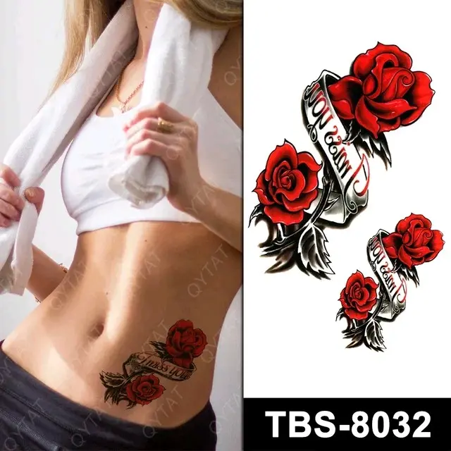 tato temporary bunga mawar merah cantik merona