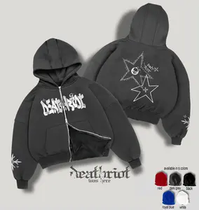 DTRT - JAKET HOODIE DOUBLE ZIPPER BOXY ABU TUA PRIA SWEATER OVERSIZE SKENA GREY UNISEX - FREE GIFT