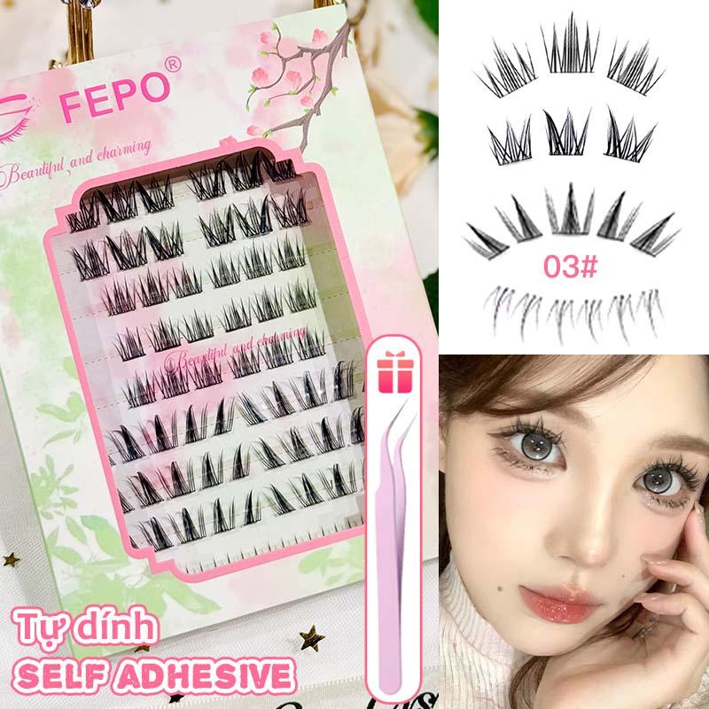 FEPO 10 hàng Lông mi giả hỗn hợp tự dính không cần keo Lông mi tự dính dành cho người mới bắt đầu 10-13mm Món quà miễn phí Nhíp 1