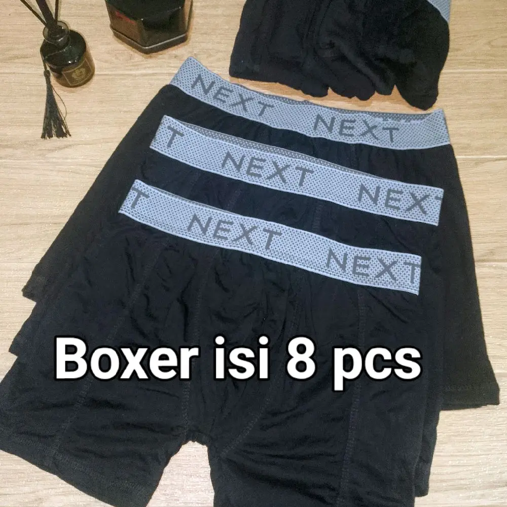 CD Boxer Pria Dewasa Hitam Remaja Basic Spandex XXL - 8 Pcs Katun Lembut Nyaman Karet Premium