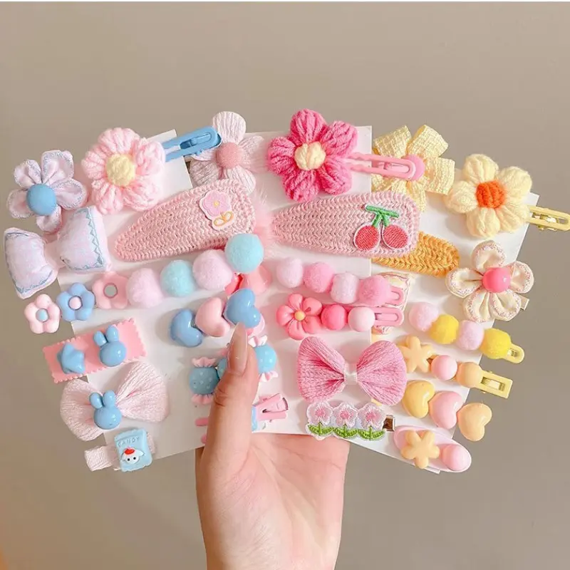 Bộ Kẹp Tóc Dệt Kim, Hàng Mới Về, Dễ Thương Cho Trẻ Em, Kẹp Tóc Mái, Kẹp Tóc, Thiết Kế Hoa Và Trái Cây, Thích Hợp Cho Bé Gái, Kẹp Tóc, Phụ Kiện Tóc 4