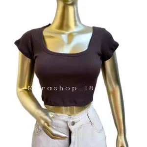 Crop top lisa bahan rib polos Atasan Wanita