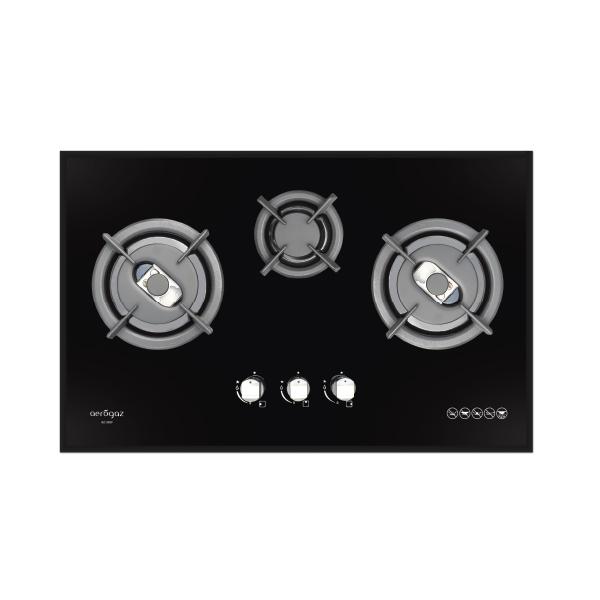 Aerogaz 80cm Tempered Glass Gas Hob with 3 Burners AZ-383F 0