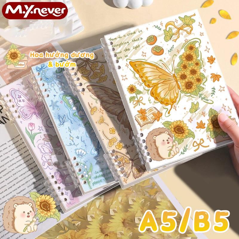 Sổ Tay Gáy Rời A5/B5 M.Y.Never 120 Trang – Họa Tiết Bướm, Bìa PP Chống Nước