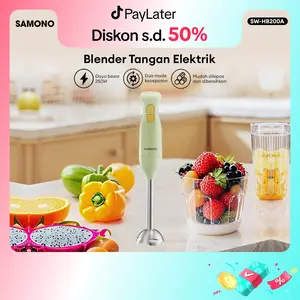 (Ekslusif Ischaindyofc) SAMONO Blender Tangan Elektrik | Daya Besar 250W | 2 Mode Kecepatan | Mata Pisau Stainless Steel | Cocok untuk MPASI, Saus, Jus, Smoothie | Mudah Dibersihkan dan Digunakan [SW-HB200A]