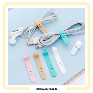 TSA {COD} Pengikat Kabel Charger Silicon Kabel Organizer Cable Clip Cord Holder Penggulung Kabel Headset Karet Perapih Kabel Warna Macaroon