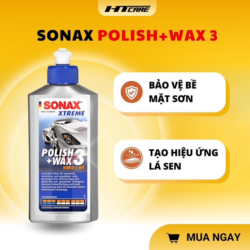  Kem đánh bóng xóa xước SONAX POLISH&WAX 3 làm bóng và bảo vệ bề mặt sơn 