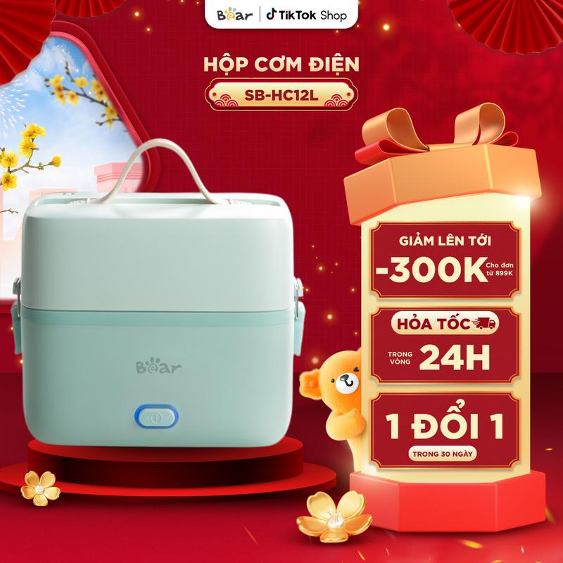 Giá Hời Hộp Cơm Giữ Nhiệt BEAR 2 Tầng Hộp Đựng Cơm Cắm Điện Inox 3 Ngăn Hộp Cơm Văn Phòng Hâm Nhanh Chống Tràn SB-HC12L