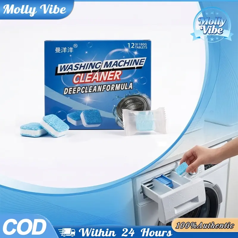 12 Pcs Tablet Anti Bakteri Mesin Cuci - Pembersih Kerak & Bau Apek Deep Cleaning