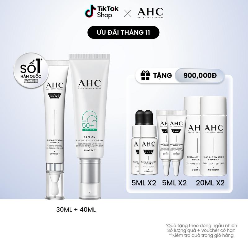  Bộ đôi Kem mắt cho mặt + Sữa Dưỡng chống nắng sáng da AHC 30ML + 50ML  1  