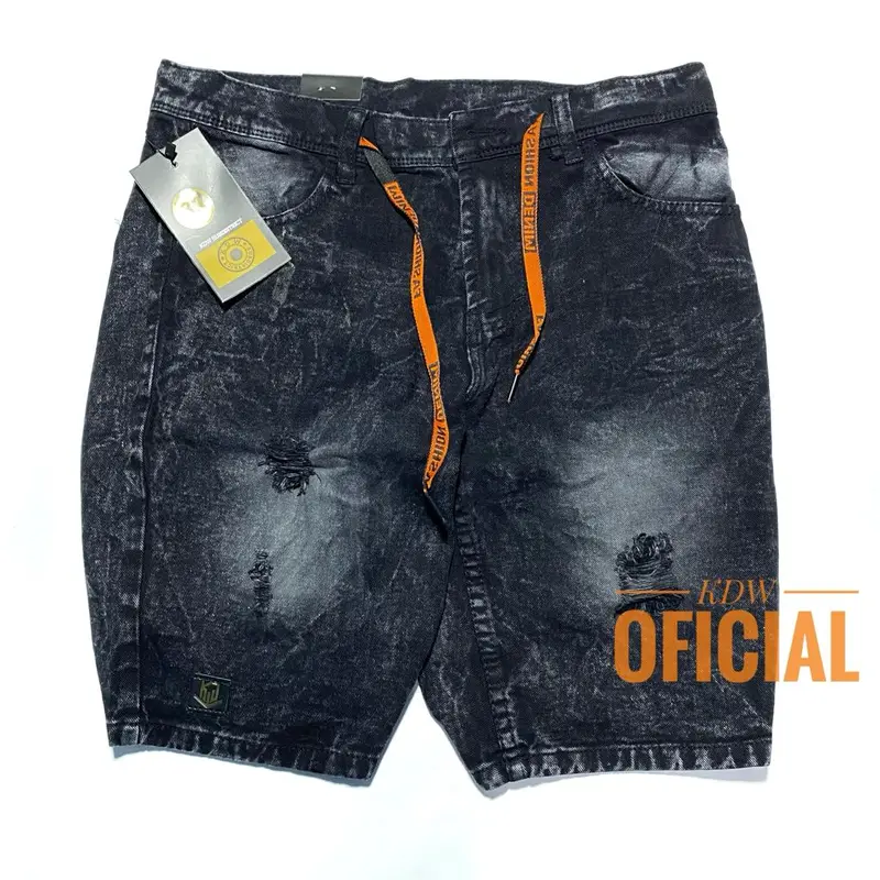 KDW - Celana jeans Pendek Sobek Bermuda Pria 0