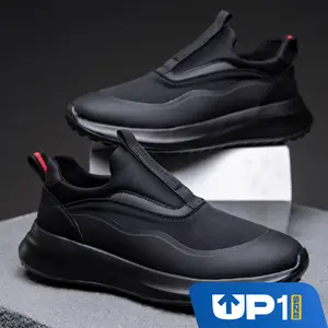Luckyfanstore Sepatu Fusion Hitam Slip On Sneakers Sports Kasual Santai Simple Slop - E17 Shoes Pria Flat