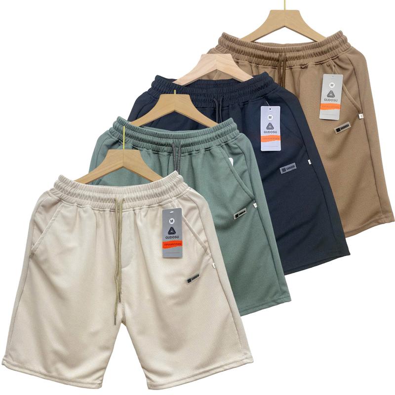 40-95kg Quần short nam OMAN chất vải tổ ong cao cấp logo cao su 4 màu đen xám nâu kem Menswear