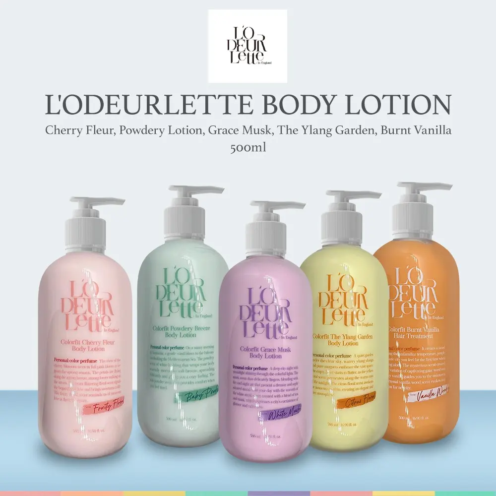 L'ODEURLETTE Color FIT Lotion 500ml (Cherry, Powdery Breeze, Grace Musk, Burn Vanilla & Ylang Garden)