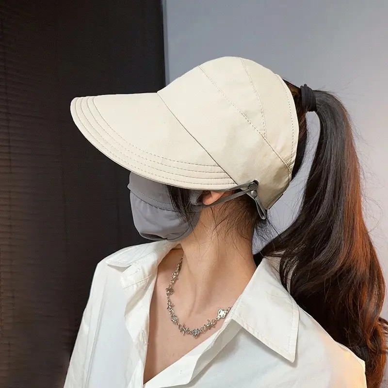 LO Topi Wanita Pelindung UV Matahari Topi Gaya Korea Terbaru Import Topi Cadar Visor Lipat Bucket Musim Panas T9