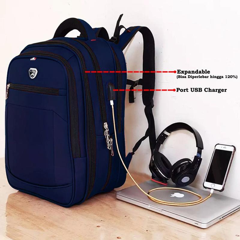 PL POWER Tas Pria Ransel Laptop Import Tas Polo Original Tas Laptop USB Tas Punggung Casual Pria 1
