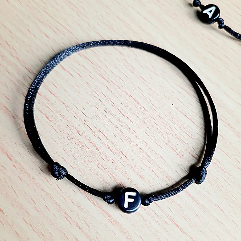 GELANG COUPLE INISIAL HURUF TALI SATIN 1MM Bracelets C