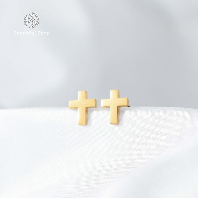 Grateful - Anting Cross Simple/ ANTING SALIB silver black STAINLESS STEEL (ANTI KARAT) earrings jewellery 0