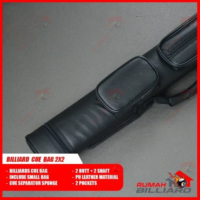 Hard Billiard Case - Tas Stick Billiard - 2B2S - PU Leather - Hitam 1