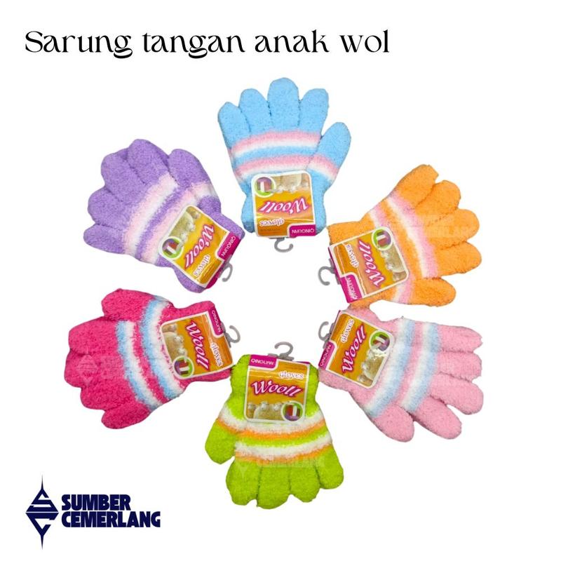 Sarung Tangan Anak Perempuan Bahan Rajut Woll 0
