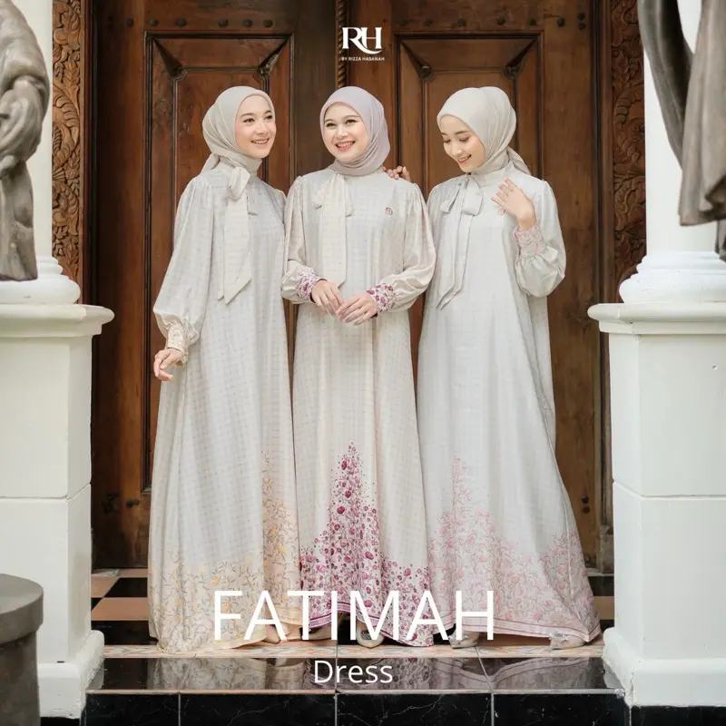 Rh Col Fatimah Dress (gamis wanita, gamis terbaru, gamis kondangan) Muslim Silk Motif Panjang