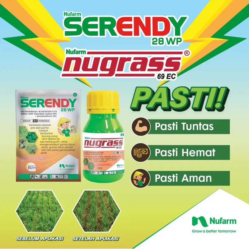 ￼herbisida NUGRASS 100ml + SERENDY 25 gram  paket bebas gulma  padi tidak menguning Tanaman 0