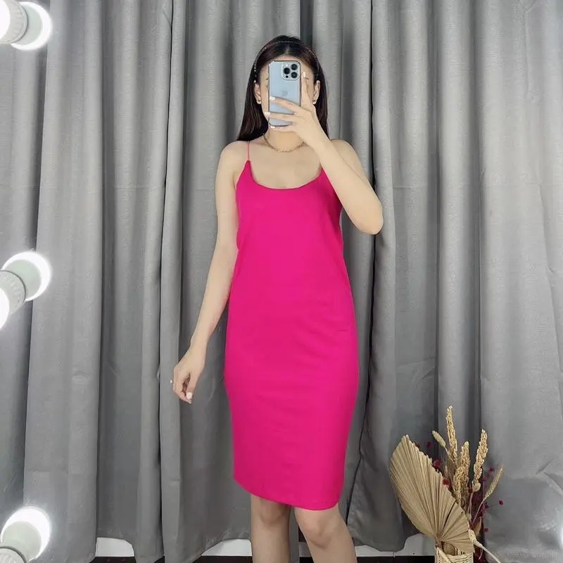 Dewi Club Dress tanktop spaghetti 1531  Dress korea slim Kaos wanita crop top Pakaian Dalam Wanita Atasan Wanita  T-shirt Casual Rayon