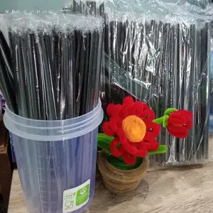 Sedotan Steril Polos Warna Hitam untuk Minuman