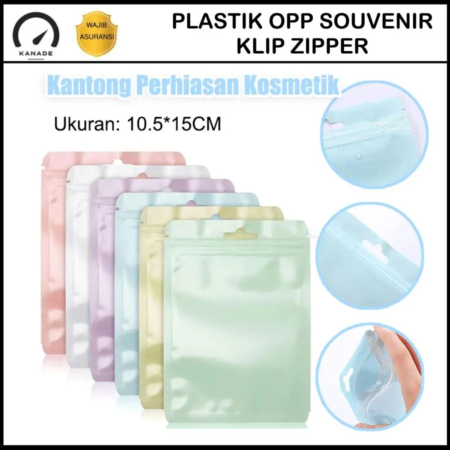 Plastik OPP Souvenir Aksesoris Klip Zipper Ziplock Bening Pastel Colour Photocard Ziplock Packing Kantong Plastik Kemasan Photocard Warna Macaron