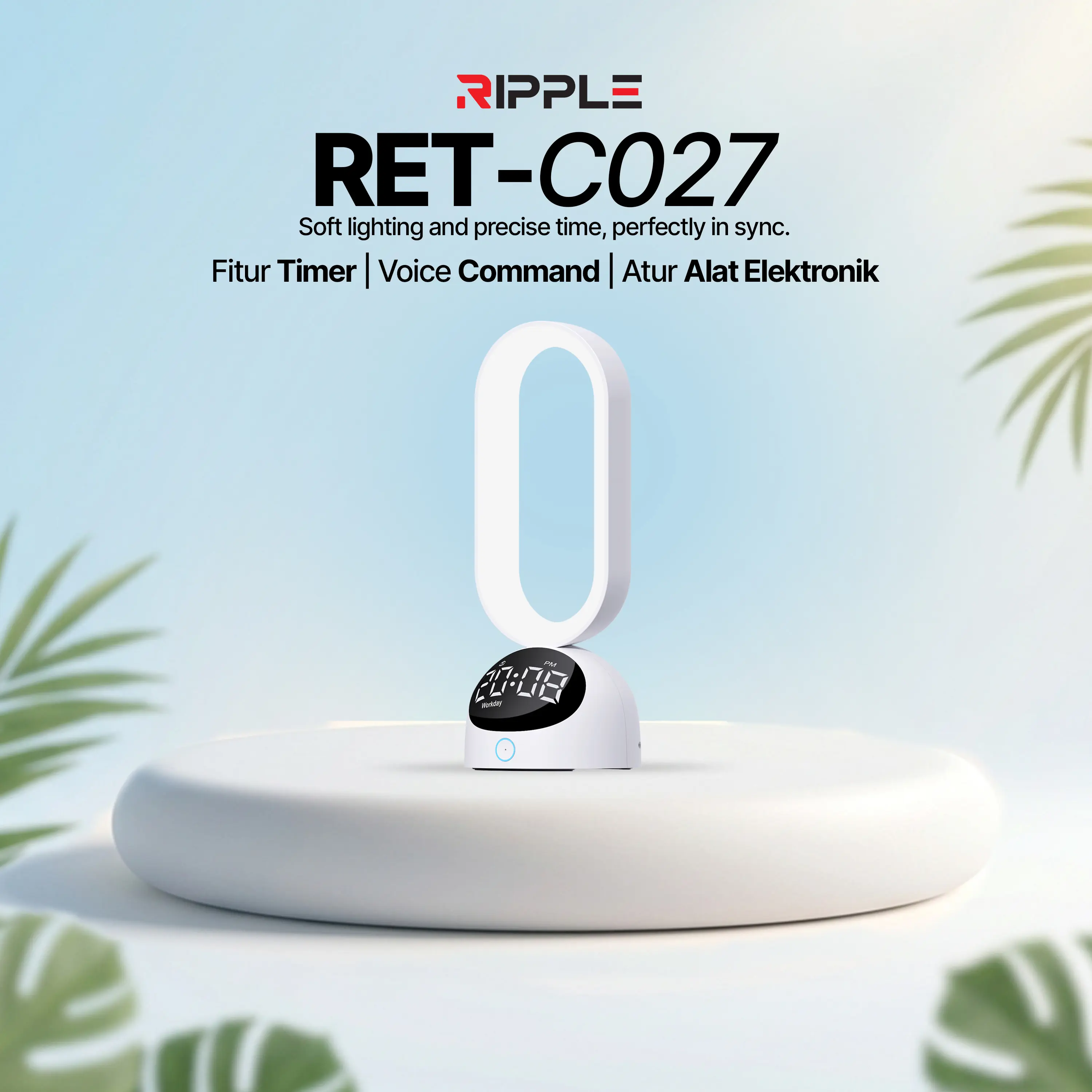 Ripple AI RET C027 Smart Voice Control Desktop Lamp Baterai Minimalis Lampu
