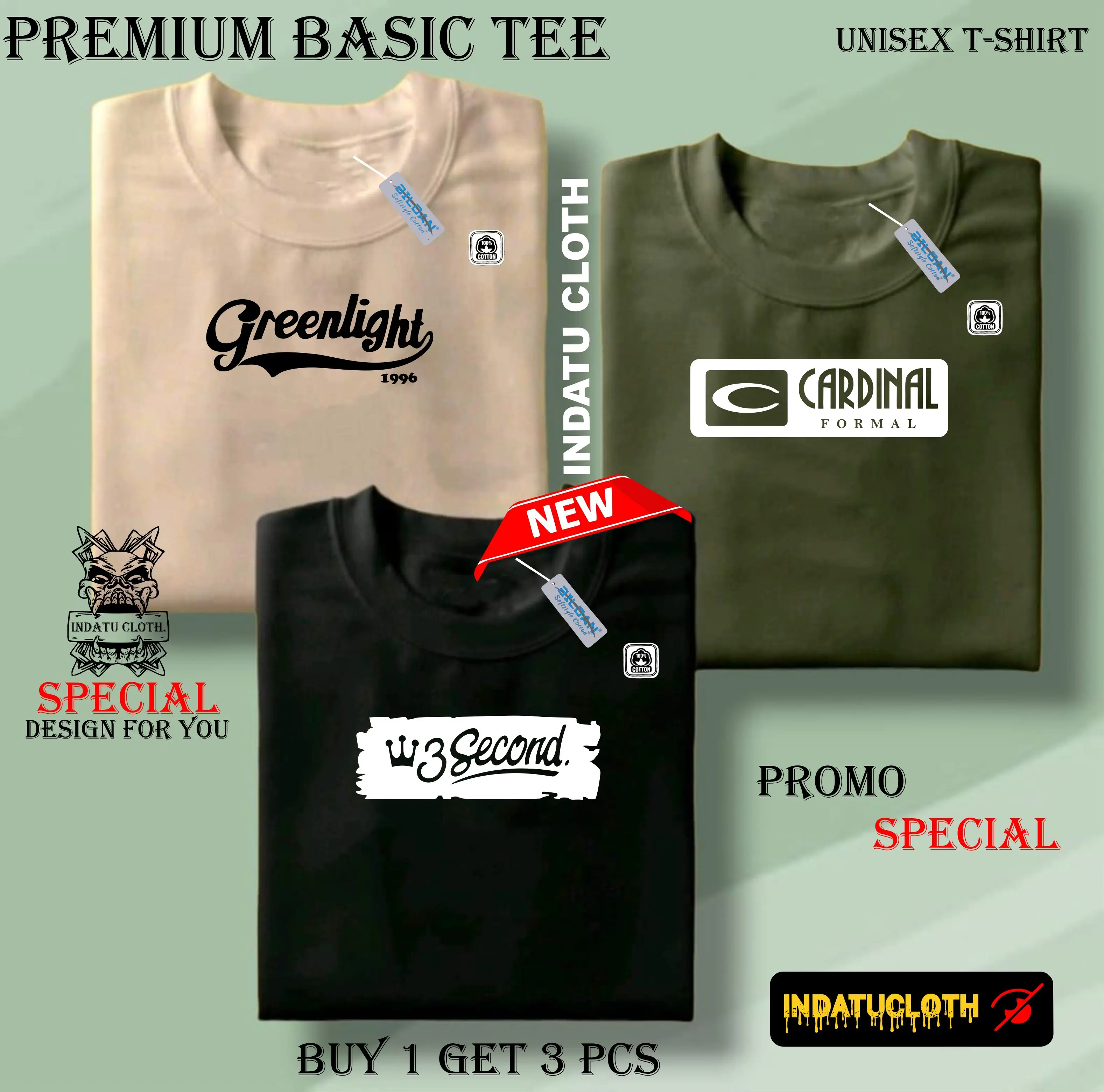 PAKET 3 OR 1 PCS(PROMO COD) INDATU CLOTH -Kaos Distro Pria-Kaos Distro Terbaru CG3 ART  100% Bahan Soft Tebal Cotton Combed 30s Premium High Quality Oblong Keren Cowok