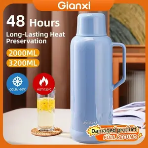 Gianxi Termos Air Panas Kaca Besar 2L/3.2L Anti Bocor Retensi Dingin 48 Jam Bahan PP Kaca Kitchenware Rumah & Travel