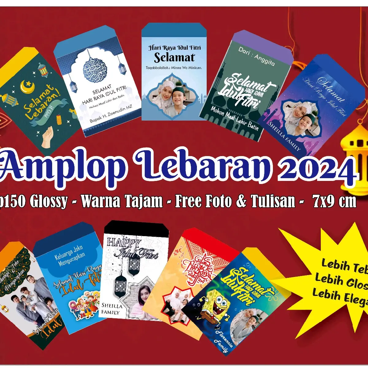 ELDESIGN! 24pcs AMPLOP LEBARAN CUSTOM NAMA DAN FOTO