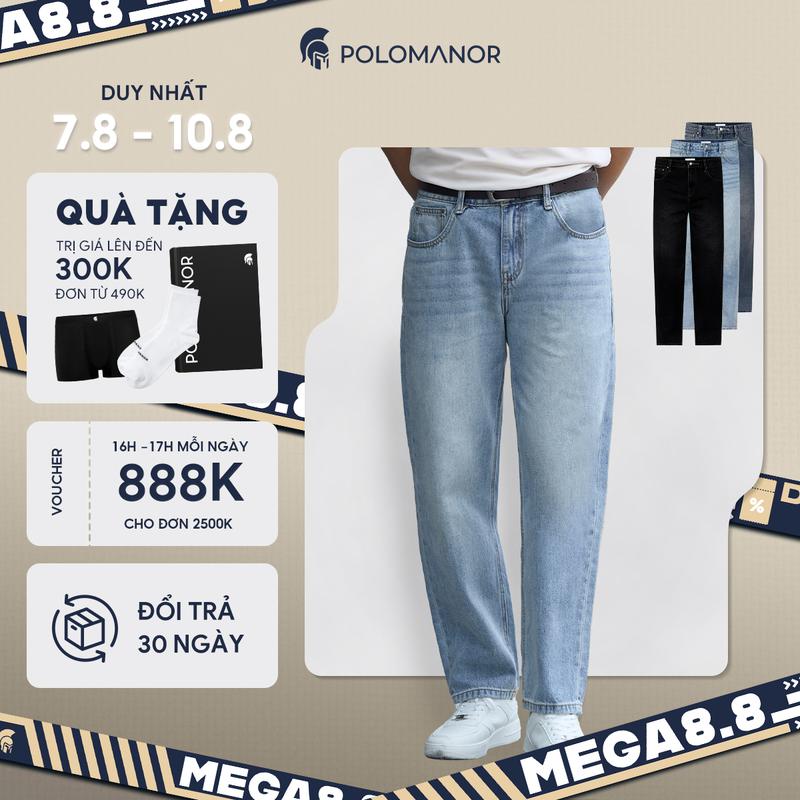 Quần jean nam ống rộng POLOMANOR, BST THE REAL JEANS, form Straight thoải mái, dễ mặc dễ phối