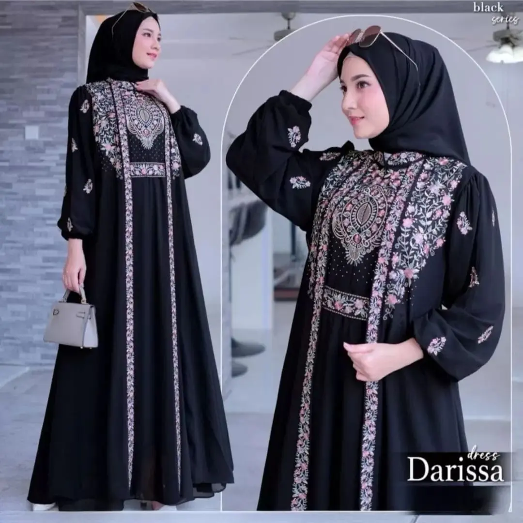 ABAYA TURKI TERBARU 2024 GAMIS ABAYA TERLARIS MASAH KINIH BAHAN CERUTY BABY DOLL MIX BORDIR ABAYA JUMBO TERBARU Muslim Wanita Mewah Hitam Dewasa Remaja Pesta Ibu Dress Lebaran Ceruti Simple Arab