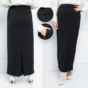 Arinza_Rok Span Rempel_Berkantong_Rok Hitam Panjang berkaret