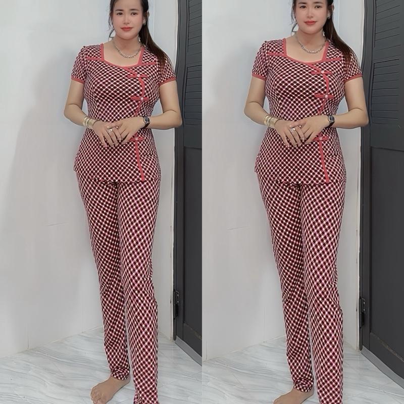 SÉT BỘ THUN ATI ,QUẦN DÀI ỐNG ÔM.SIZE 48-85KG đồ bộ nữ.đồ bộ may sẵn giá rẻ.đồ bộ thun Women.đồ bộ Tâm Đan Voi Áo Top Polo Sọc Kẻ 2
