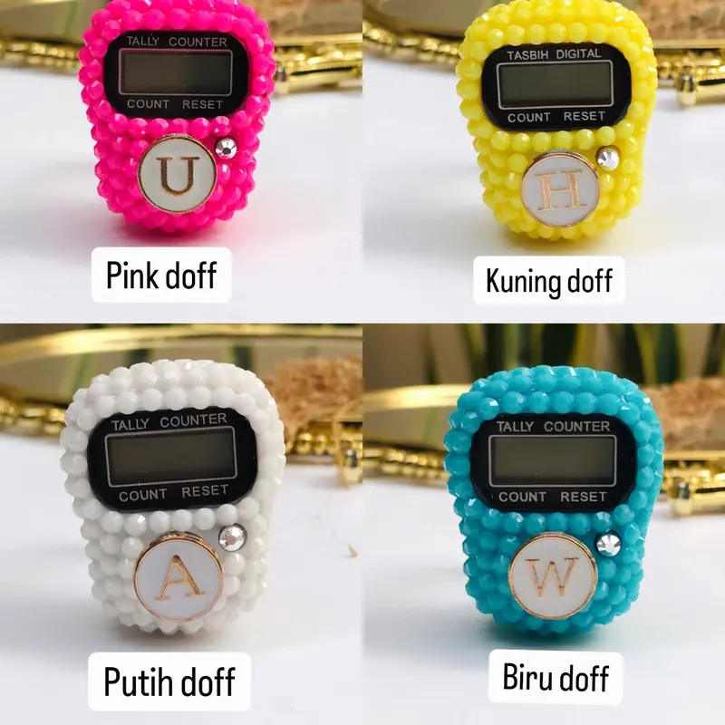 Tasbih non led manik tombol huruf (cincin crystal) 3