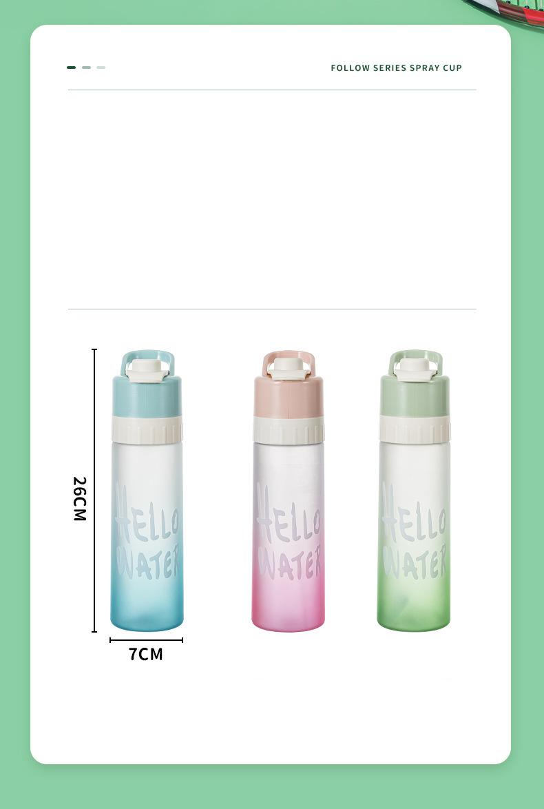 Product Introduction of Sports outdoors Water Bottles Kitchenware Spray Water Cup Large-capacity Men and Women Sports Food Grade Student Cooling Portable Kettle Jet Water Spray Cup Drinking Cup 10
