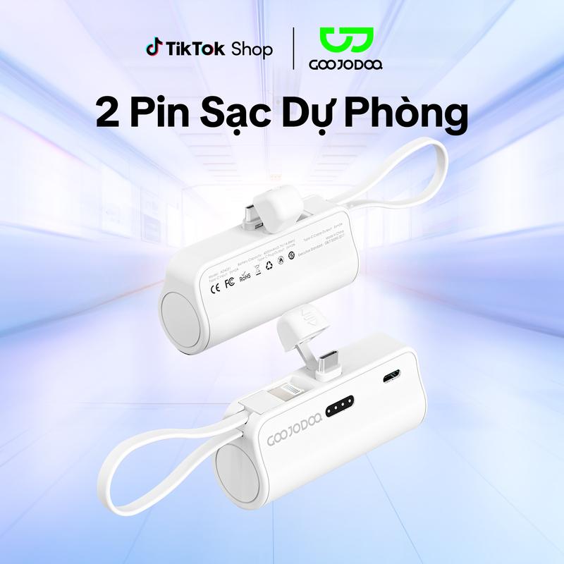 GOOJODOQ* KOL 2 Pin Sạc Dự Phòng Mini 4000MAh Type-C+ Lightning. Pin Hiệu Suất Cao Cầm Tay Và Kích Thước Bỏ Túi Dự Phòng